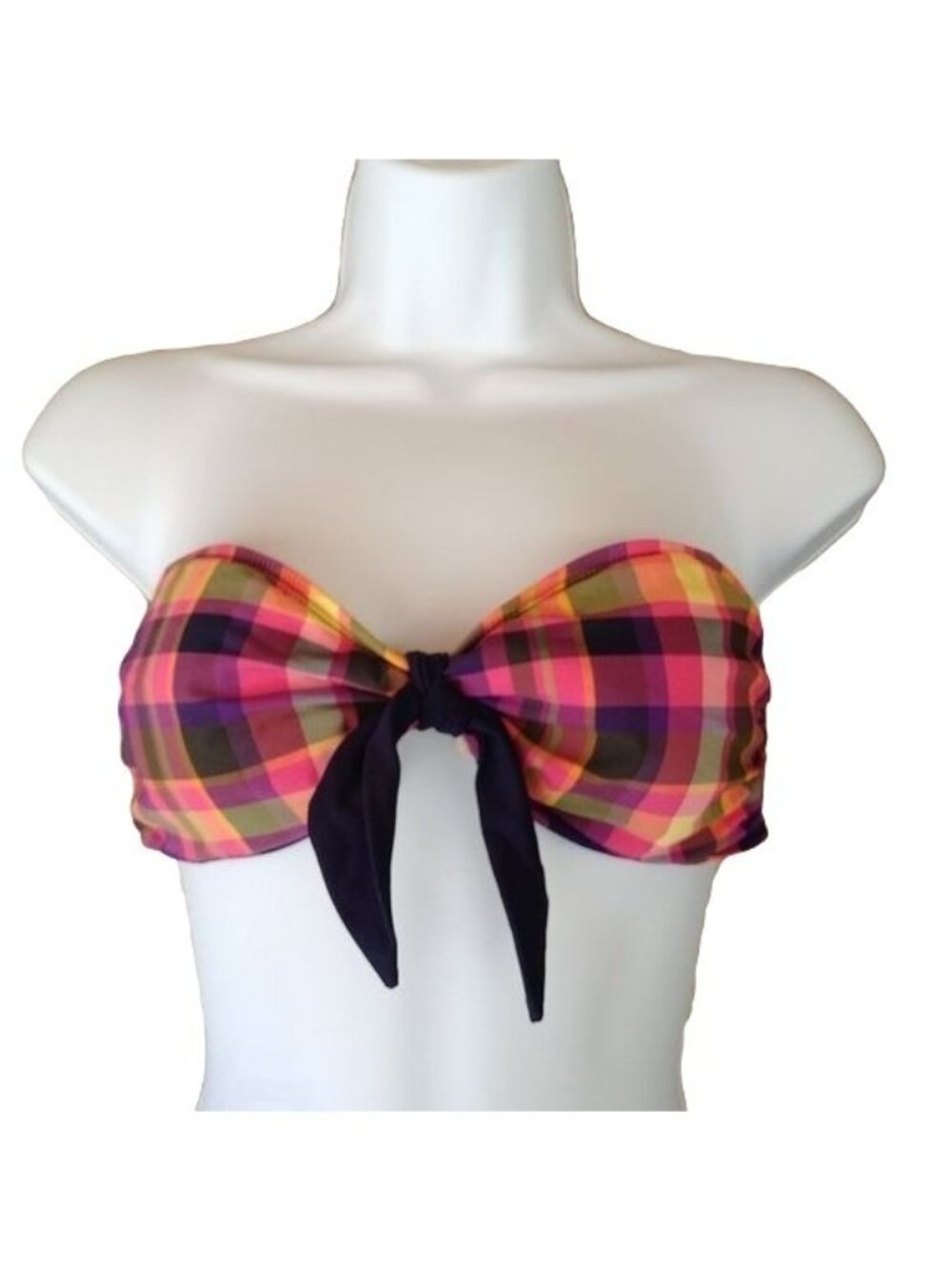 Isaac Mizrahi For Target Women's Small Plaid Bikini Set Bandeau Knot Swim Preppy - Picture 2 of 10